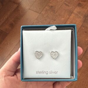 Sparkling Heart Sterling Silver Earrings